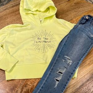 Justice Jeans + Gap crop hoodie
